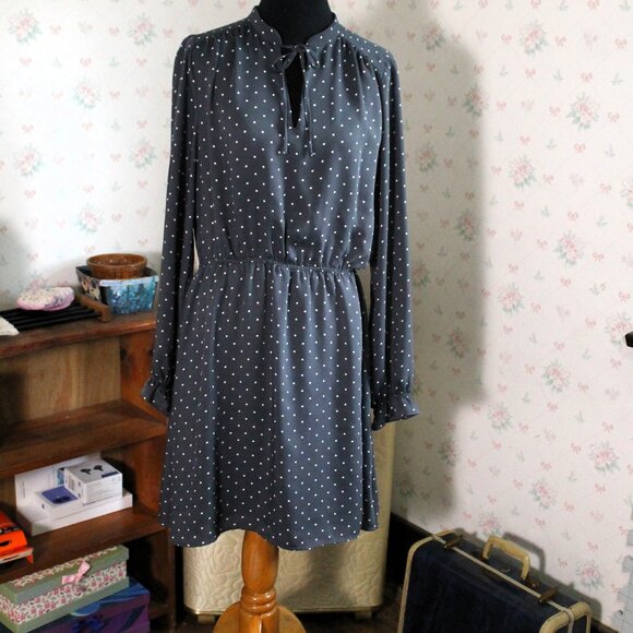 H&M Gray Polka Dot Career Dress, Size 8 - Picture 1 of 11